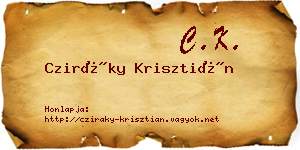 Cziráky Krisztián névjegykártya