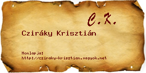 Cziráky Krisztián névjegykártya
